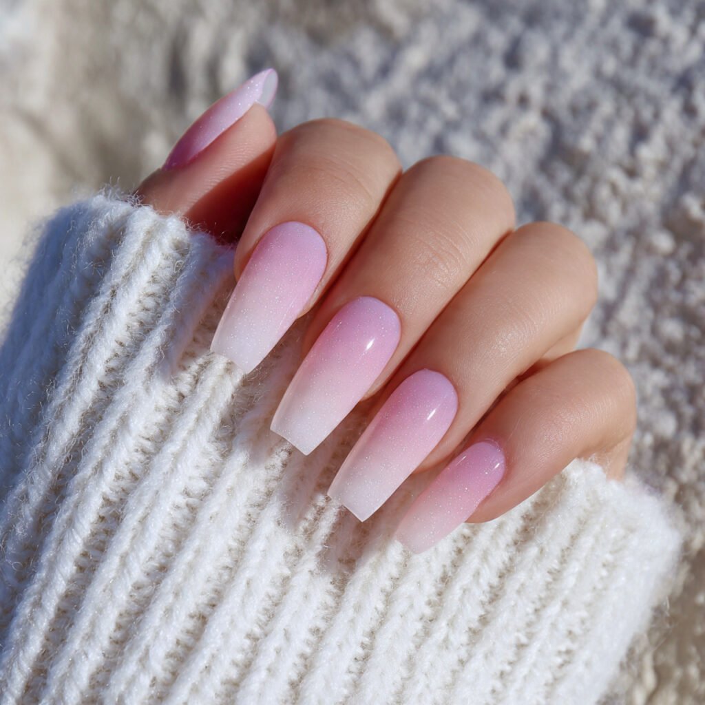 pink aura nails soft blush glow nails