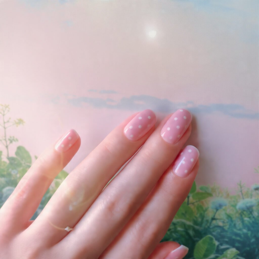 pink base white dots soft classic