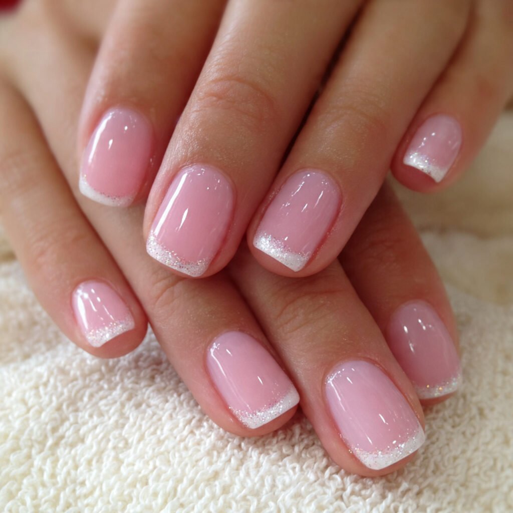 pink french tips attractive nails