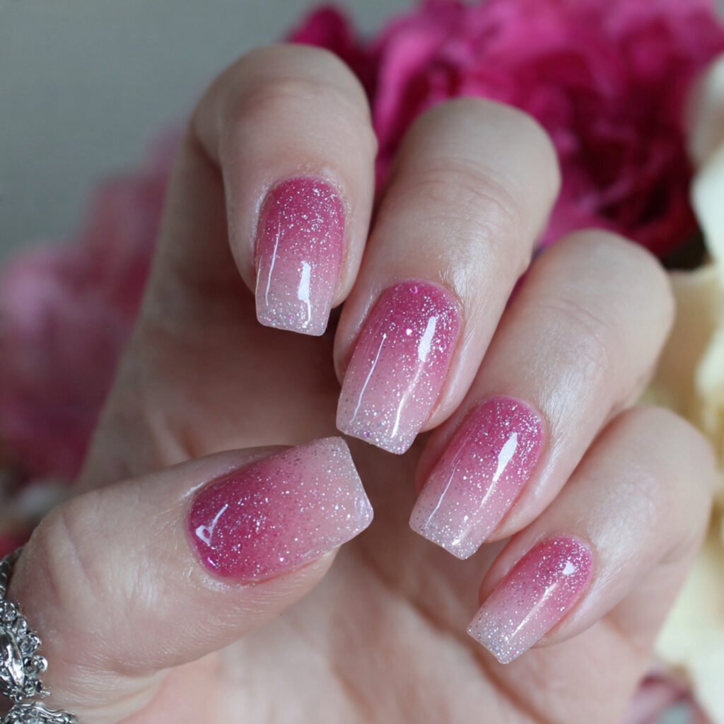 pink glitter fade sparkle gradient attractive nails