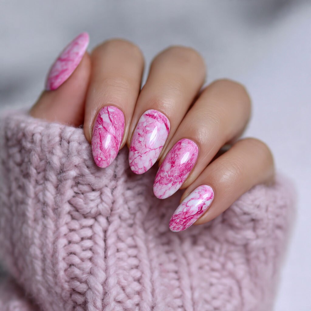pink marble nails cool look nails