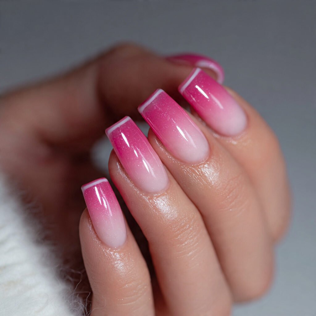 pink ombre french nails