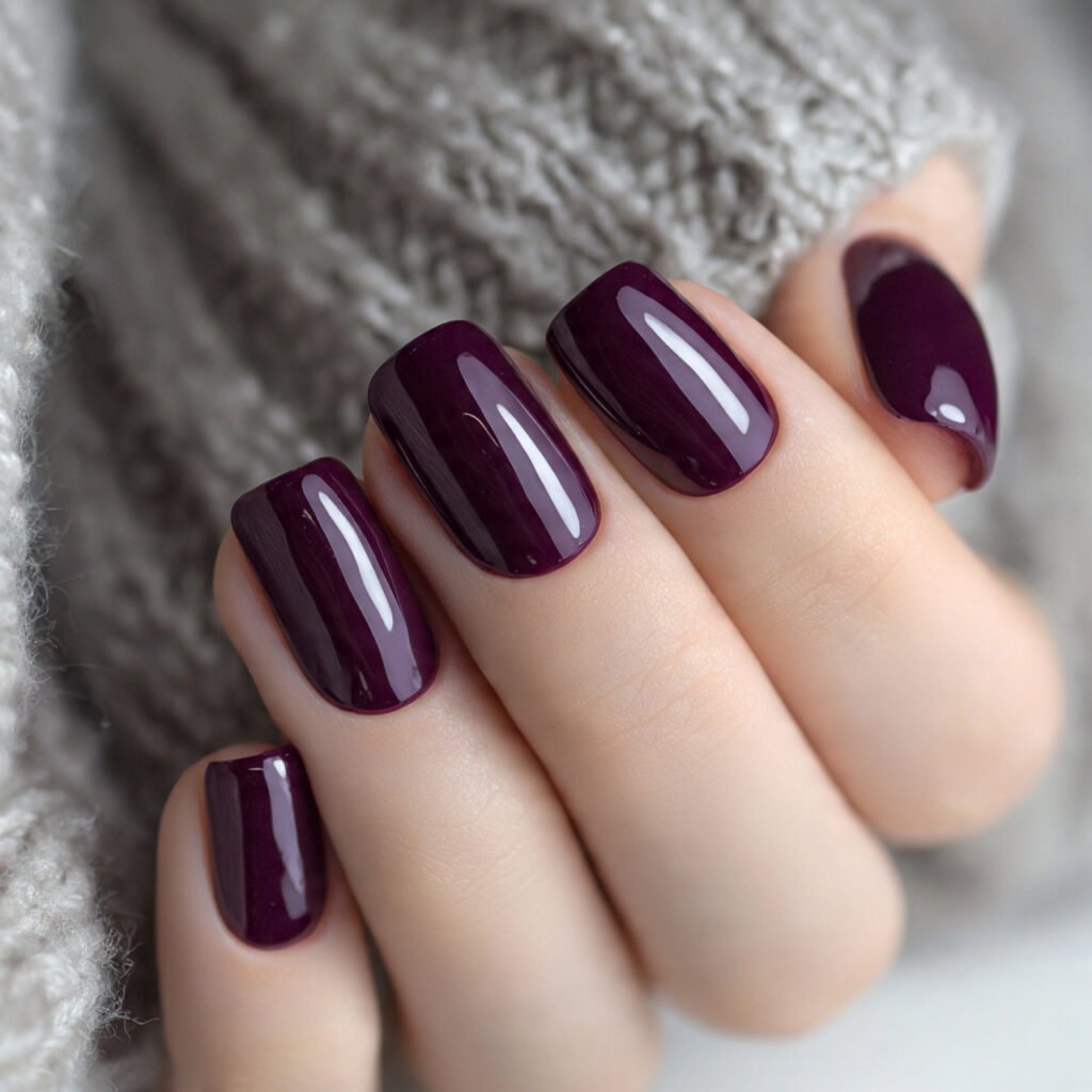 plum purple glossy nails attractive nails