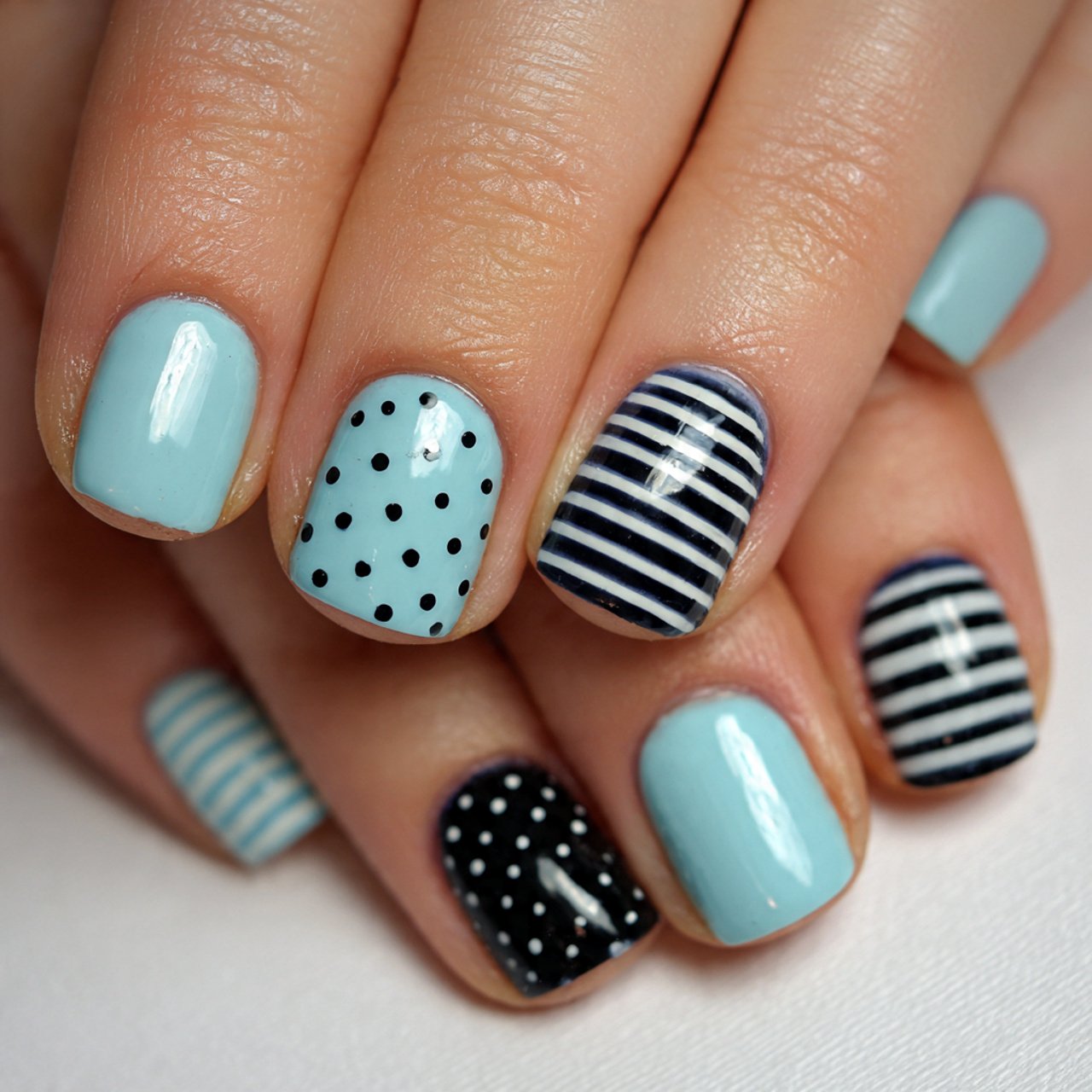 polka dots and stripes nail art attractive nails