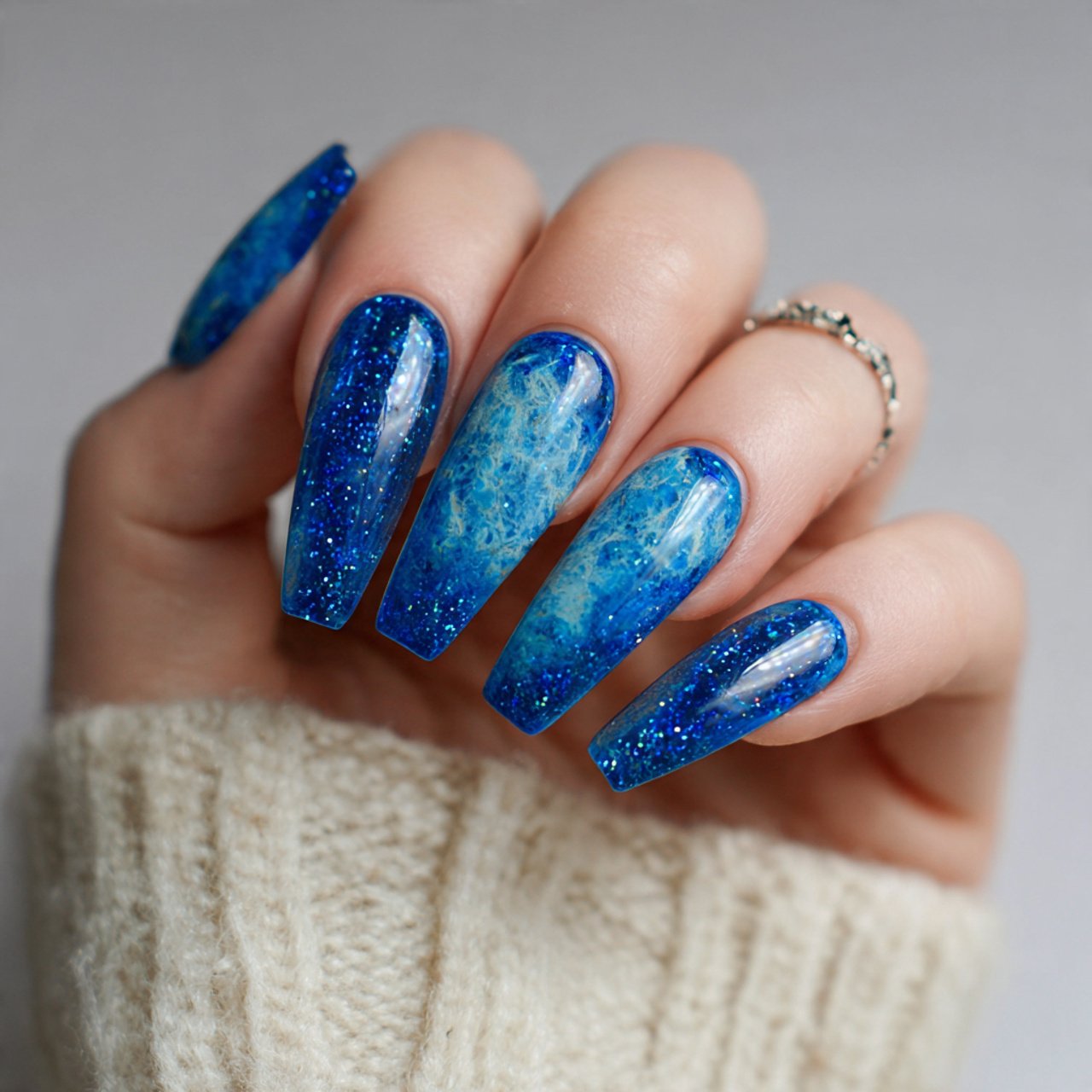 pool water jelly blue attractive nails