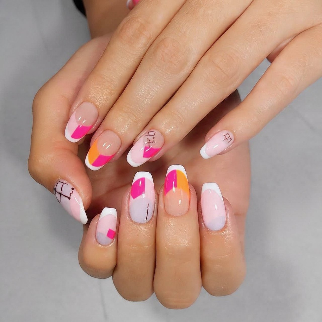 poolside pop color block french attractive nails