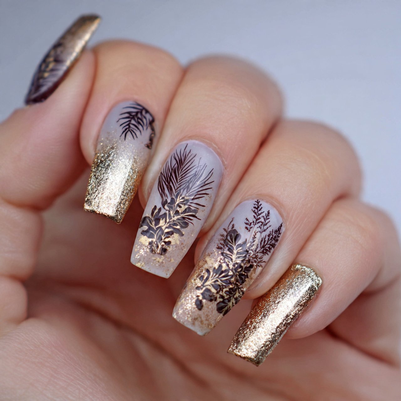 pop of glitter nature look nails