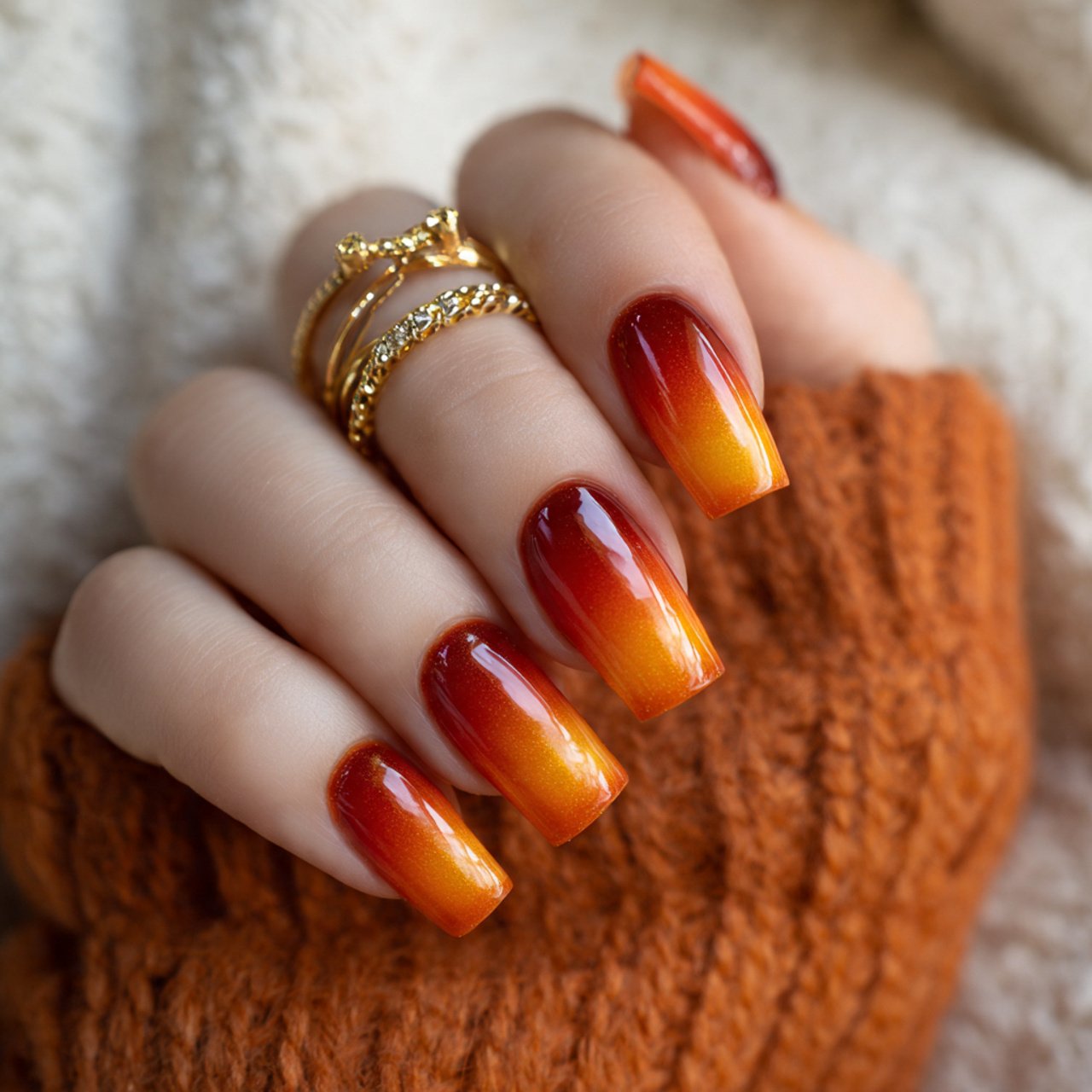 pumpkin spice ombre attractive nails