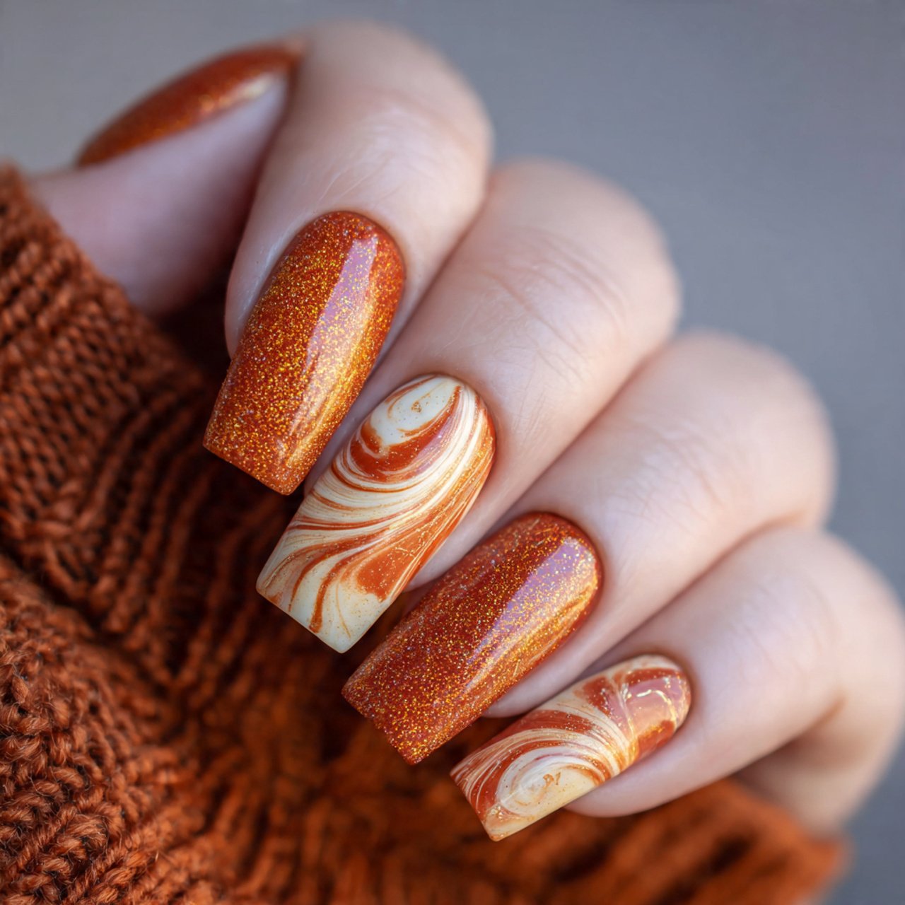 pumpkin spice swirls creative look nails