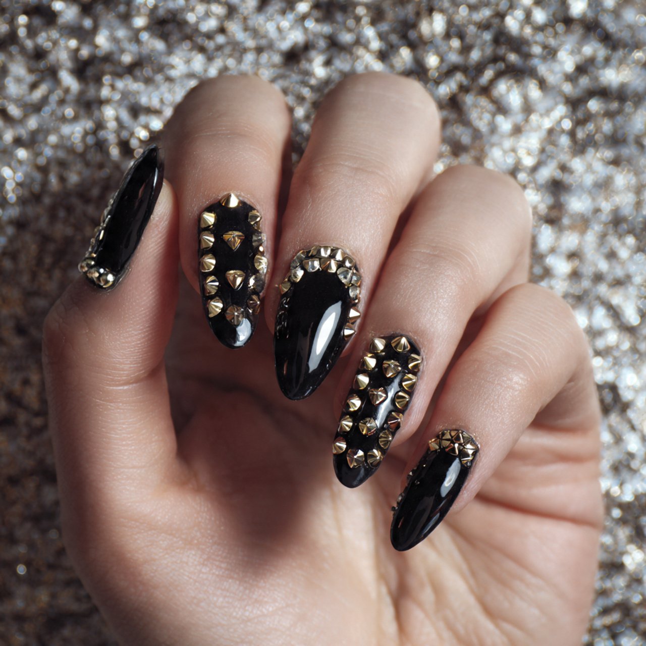 New York Nails: 15 Trendy Designs for the Ultimate Urban Manicure 14 punk rock inspired studded nails attractive nails