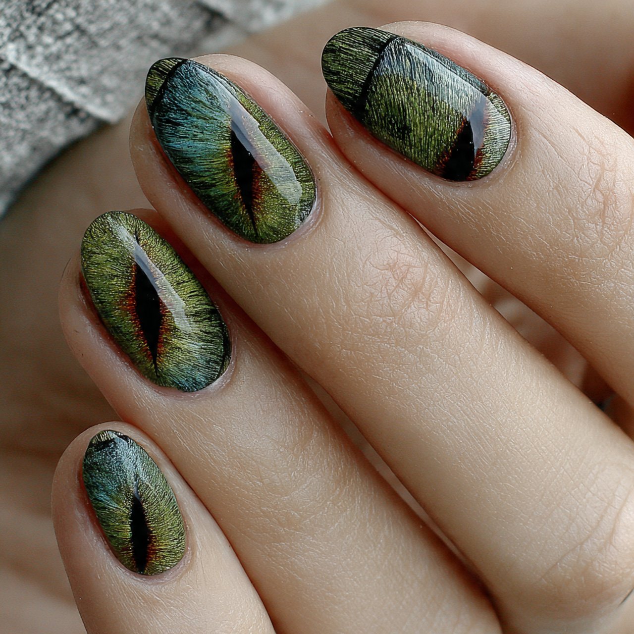 red and gold cat eye nails nature look nails