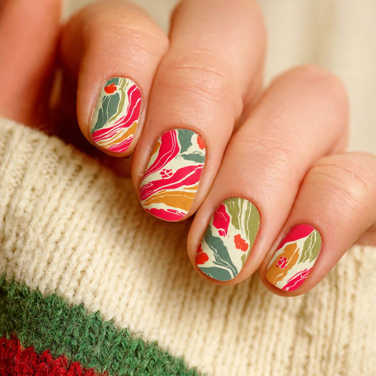 red cat eye and marble nails attractive looks nail 1