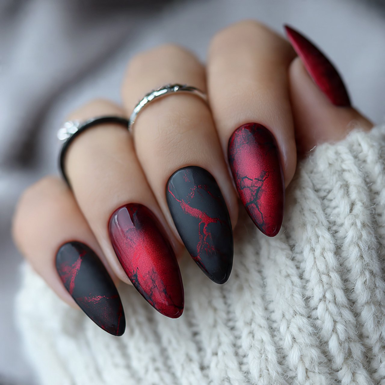 red chrome with matte black accents nature look na