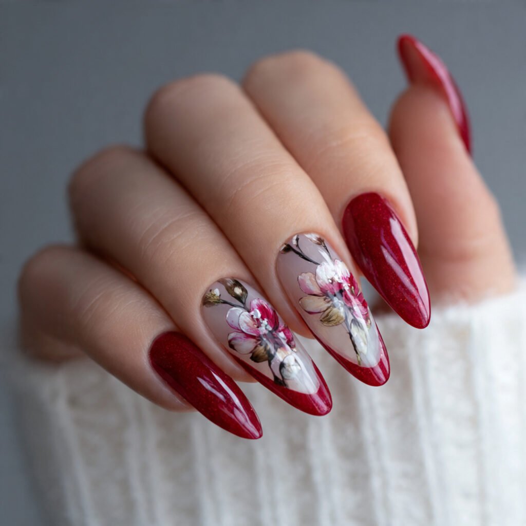 red french tips nature look nails