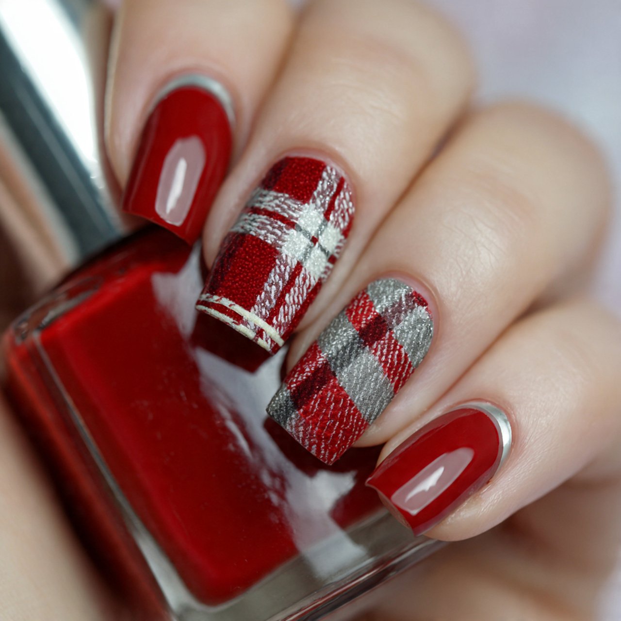 red plaid nails attractive nails
