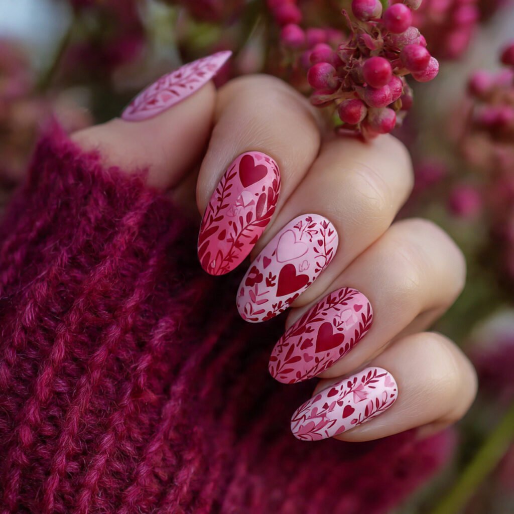 red and pink heart details nature look