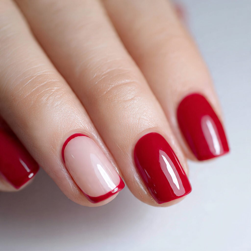 red french tips with a double outline