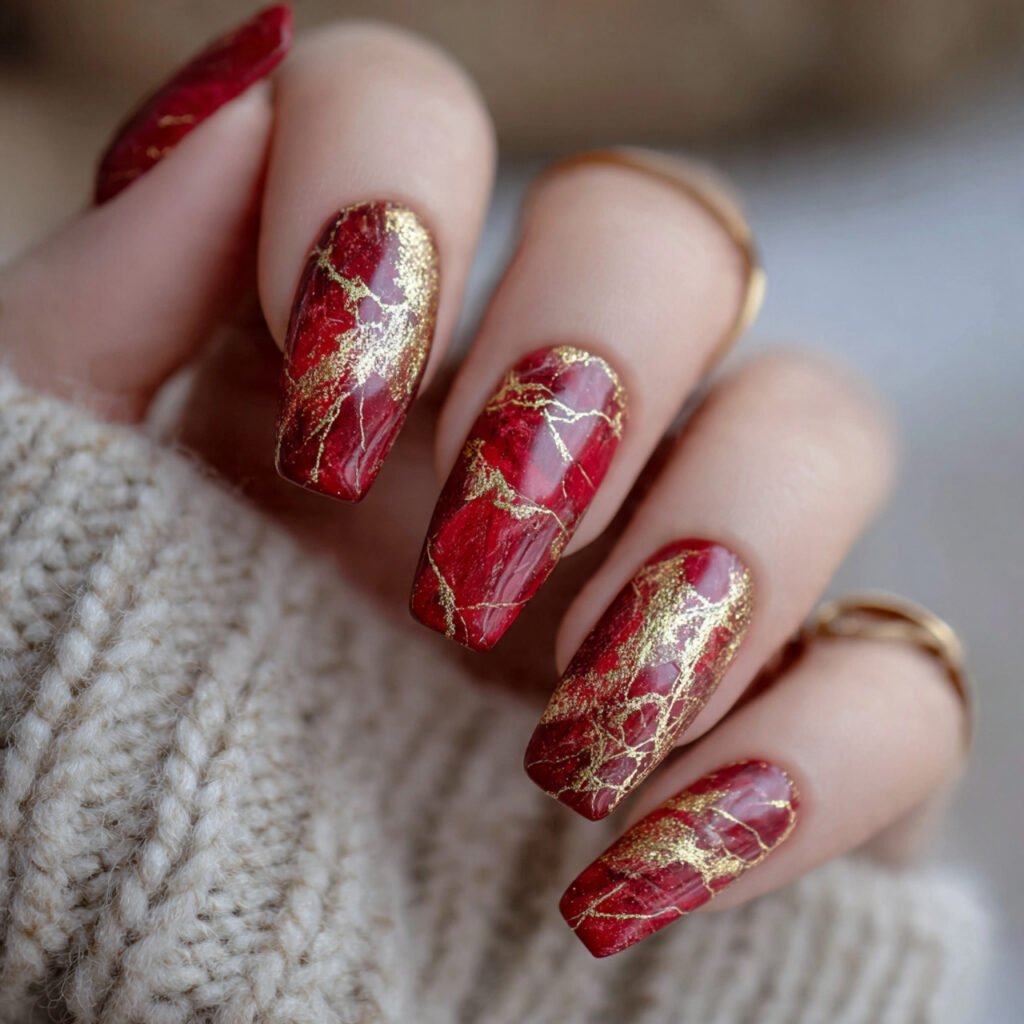 red gold marble nails attractive nails