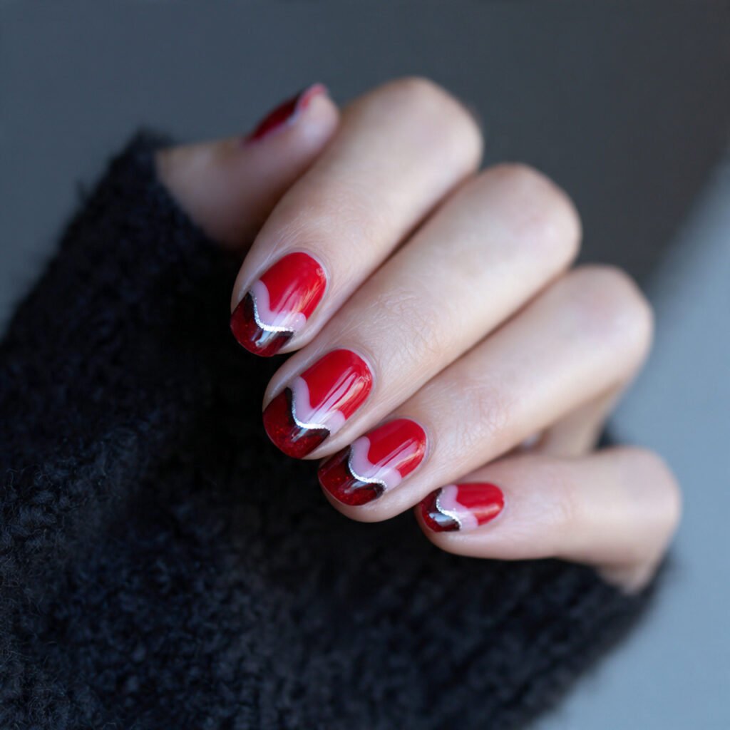 red nude negative space waves attractive