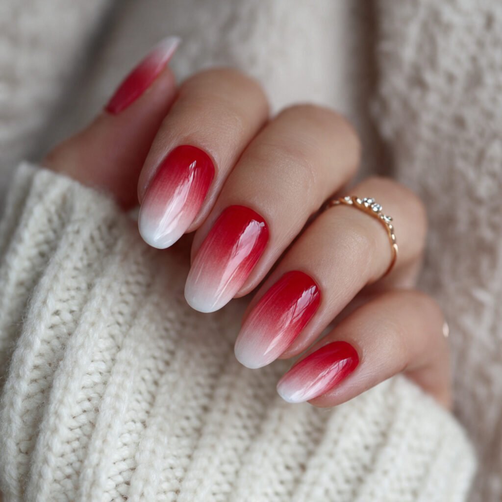 red ombre with white tips attractive nails