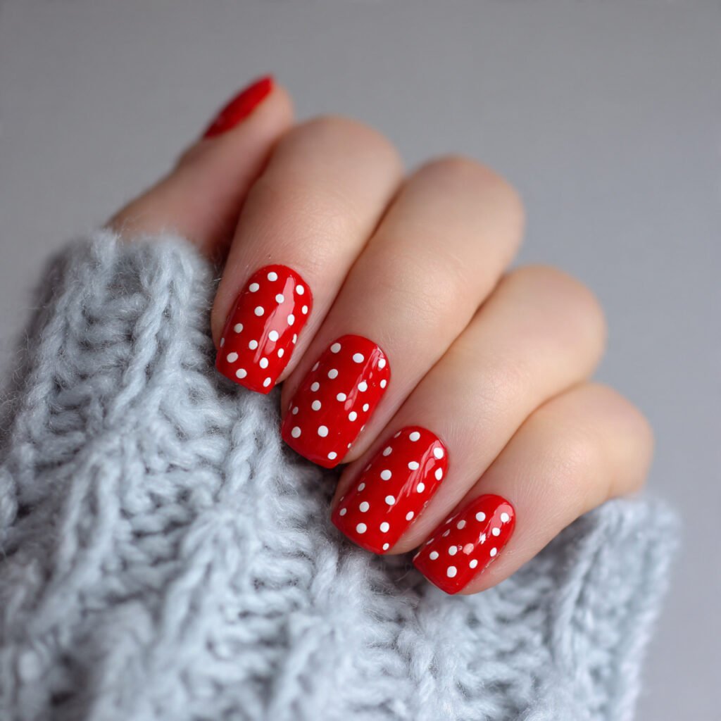 red polka dots attractive nails