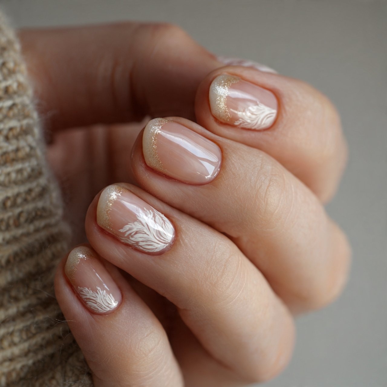 reverse french half moon in beige nature looks nai