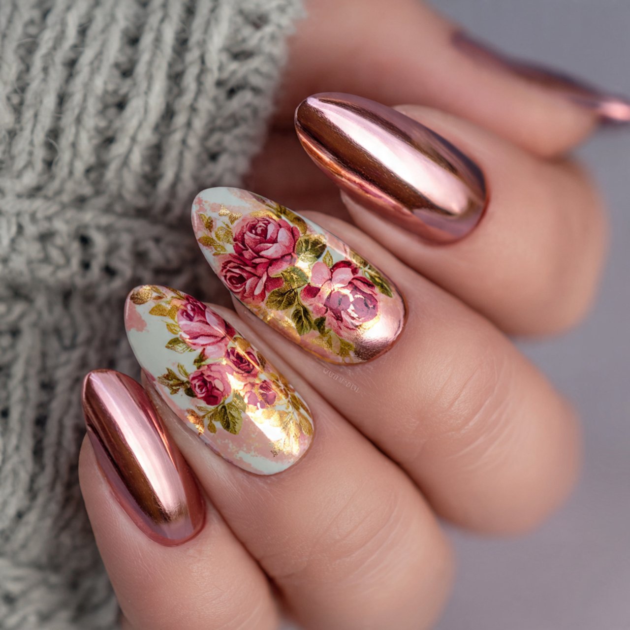 rose chrome overlay nature looks nails 1