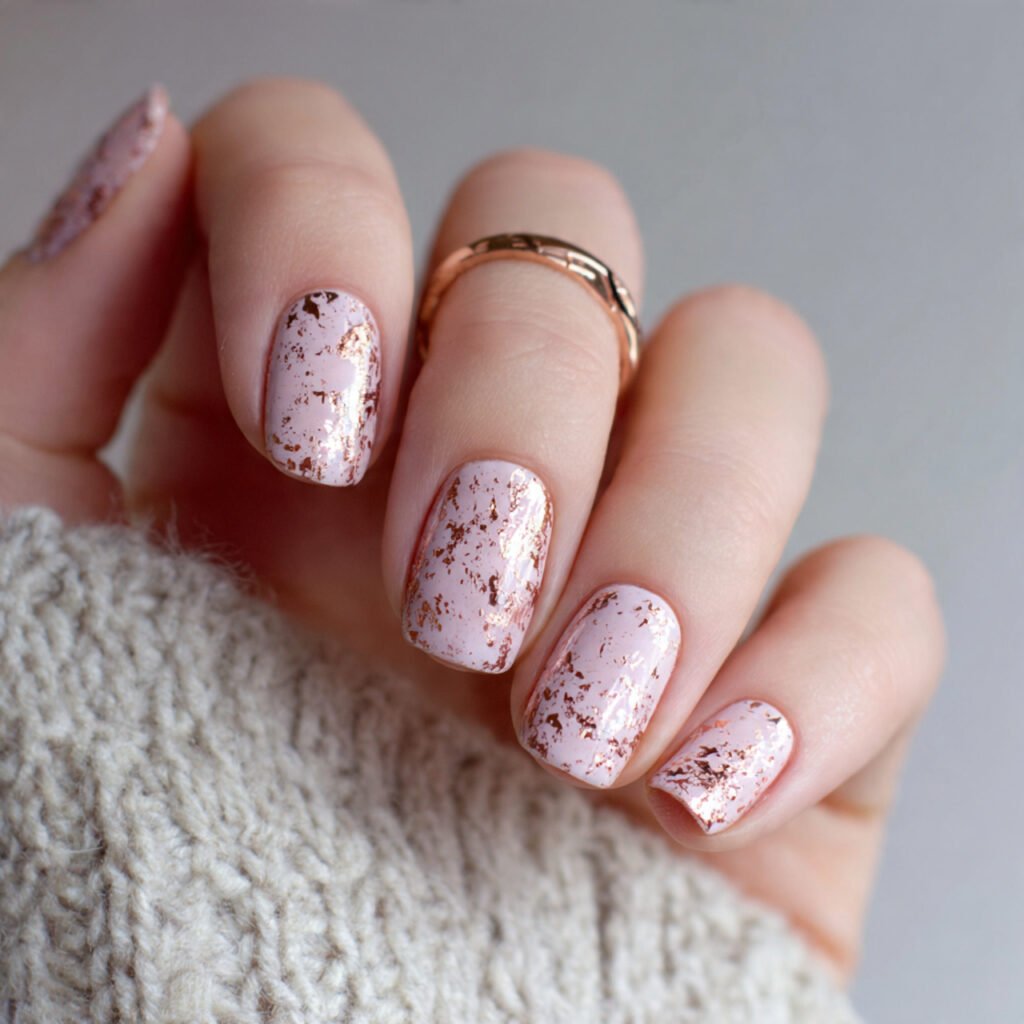 rose gold speckled nails attractive nails 1