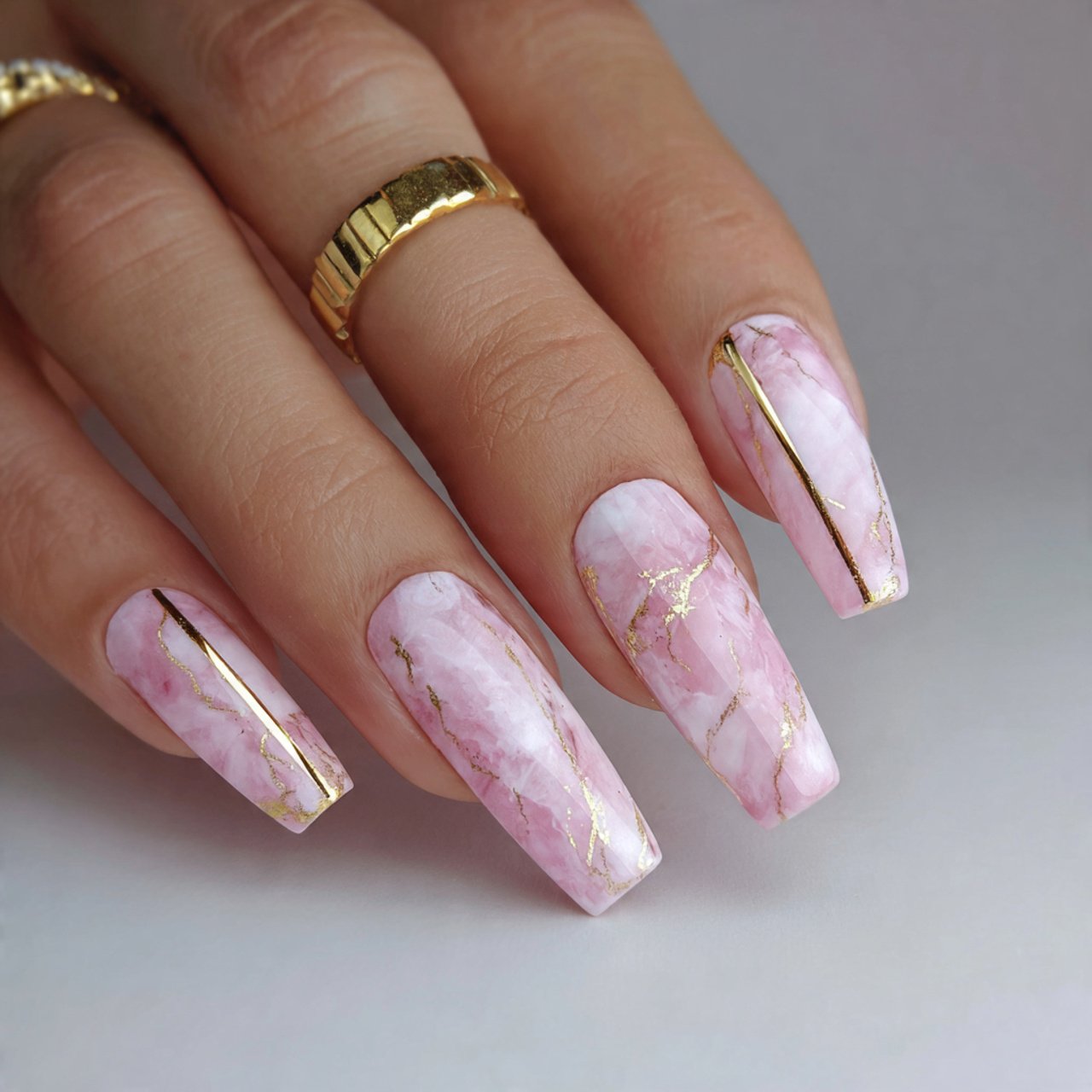 rose quartz marble attractive nails