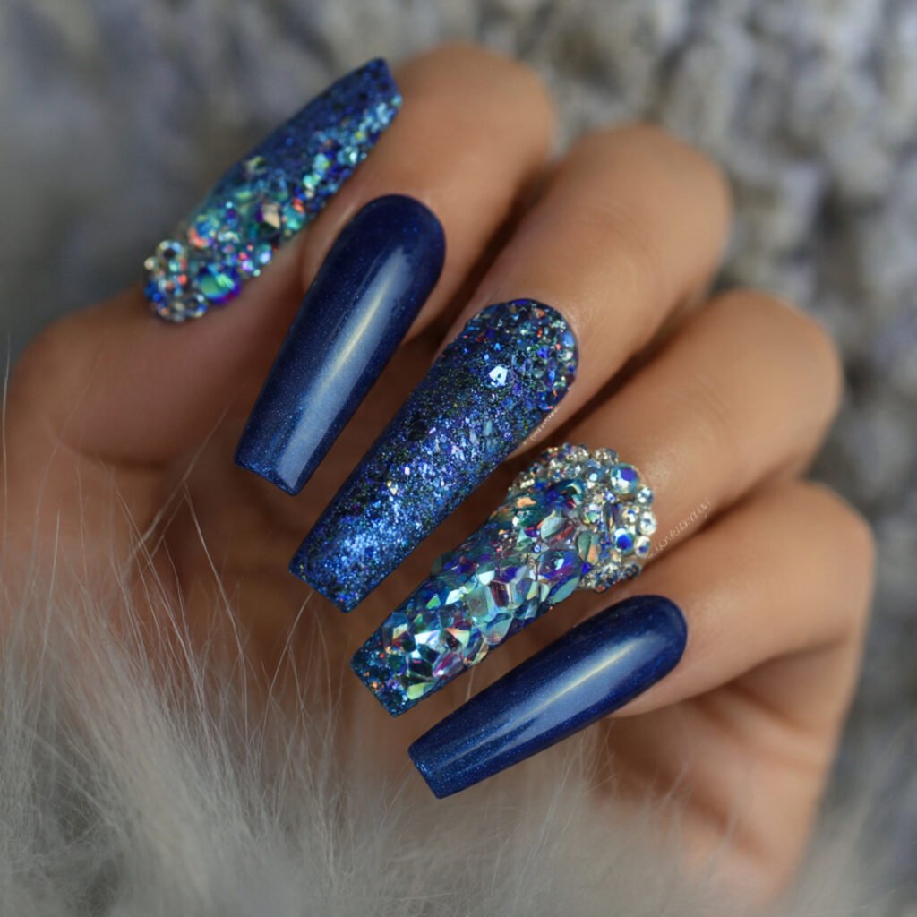 sapphire shimmer rich jewel toned elegance attractive nails