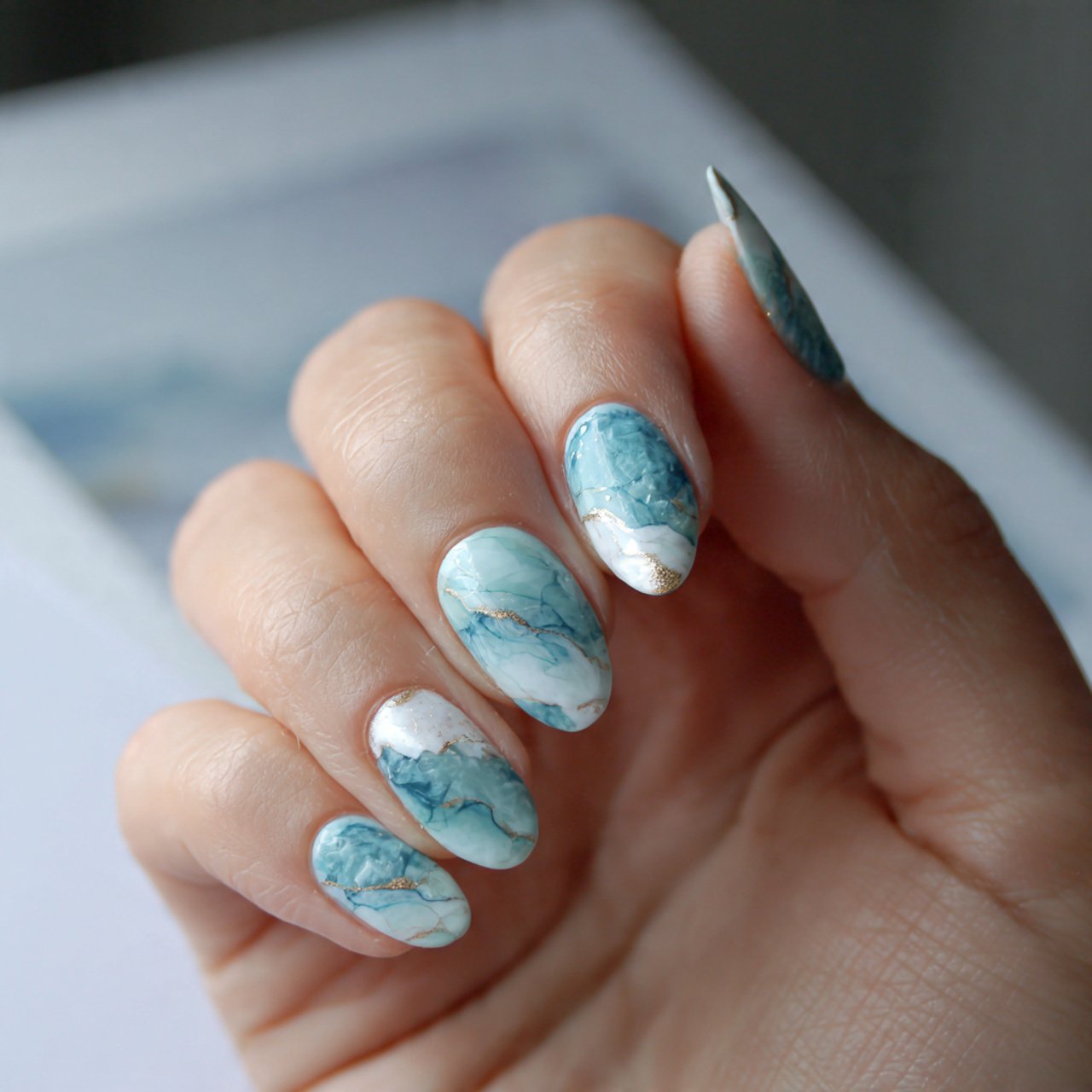 sea glass marble aqua milky white nature looks nai 1 1