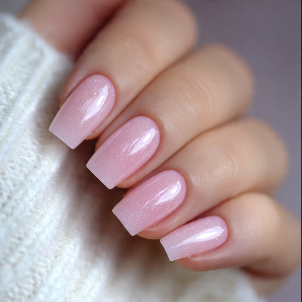 sheer pink gloss nails attractive nails