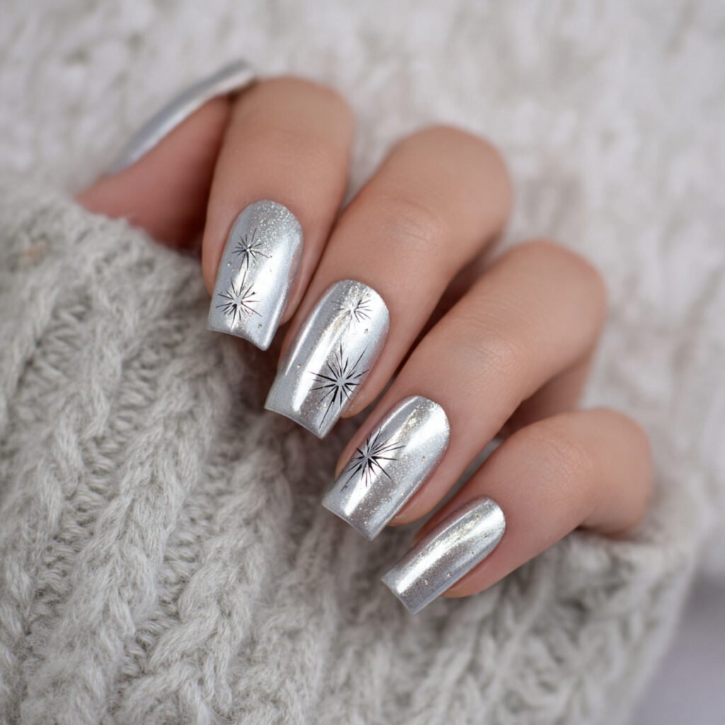 silver chrome acrylic with minimal starbursts attr