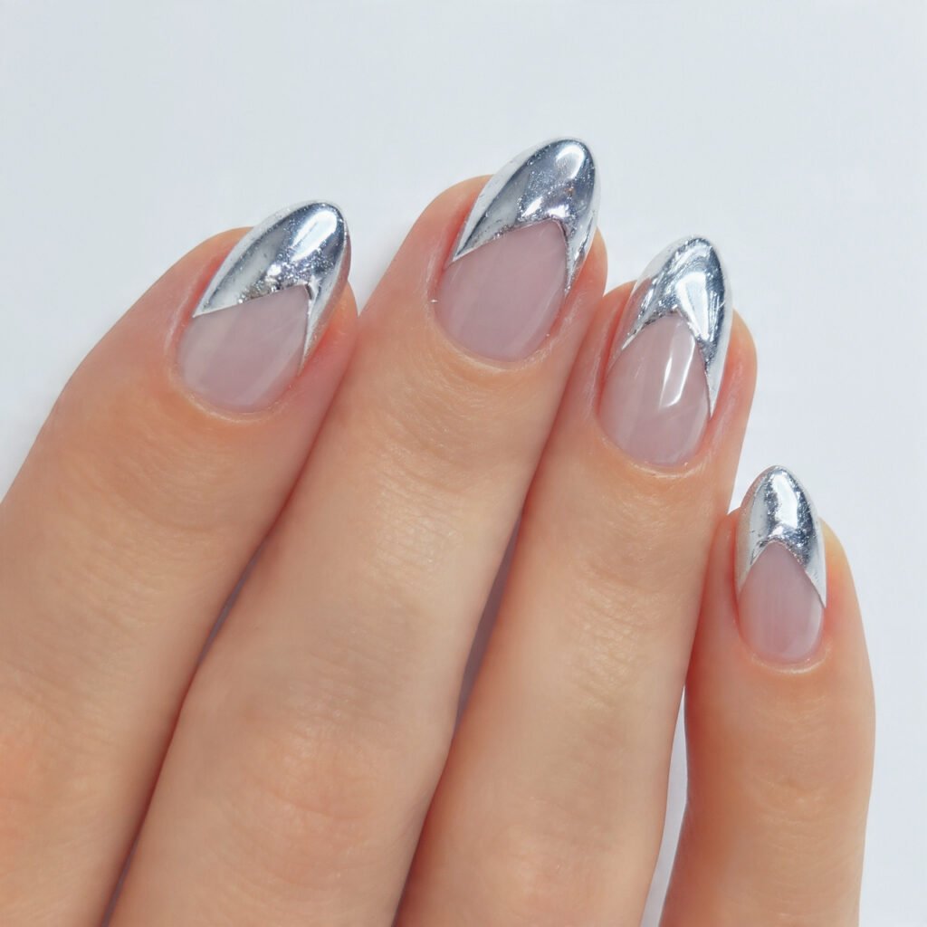 silver foil tinsel tips attractive nails