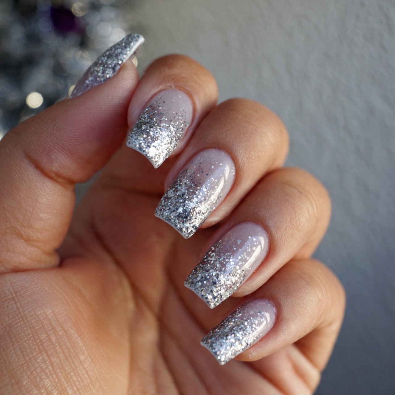 silver glitter accent nails attractive nails