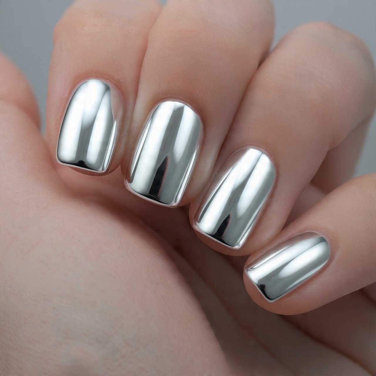 silver chrome mirror nails attractive look nails
