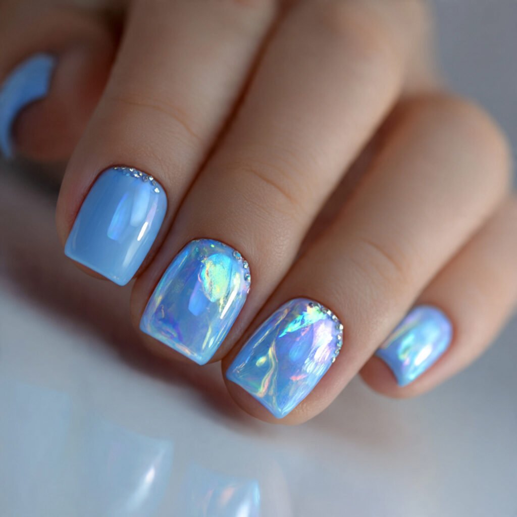 soft blue short nails attractive nails