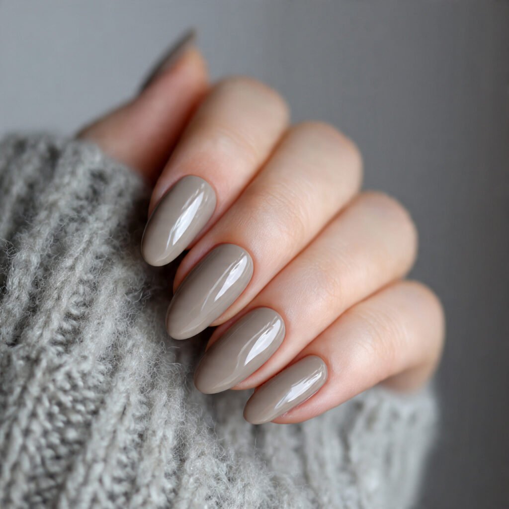 soft gray beige greige gloss attractive nails