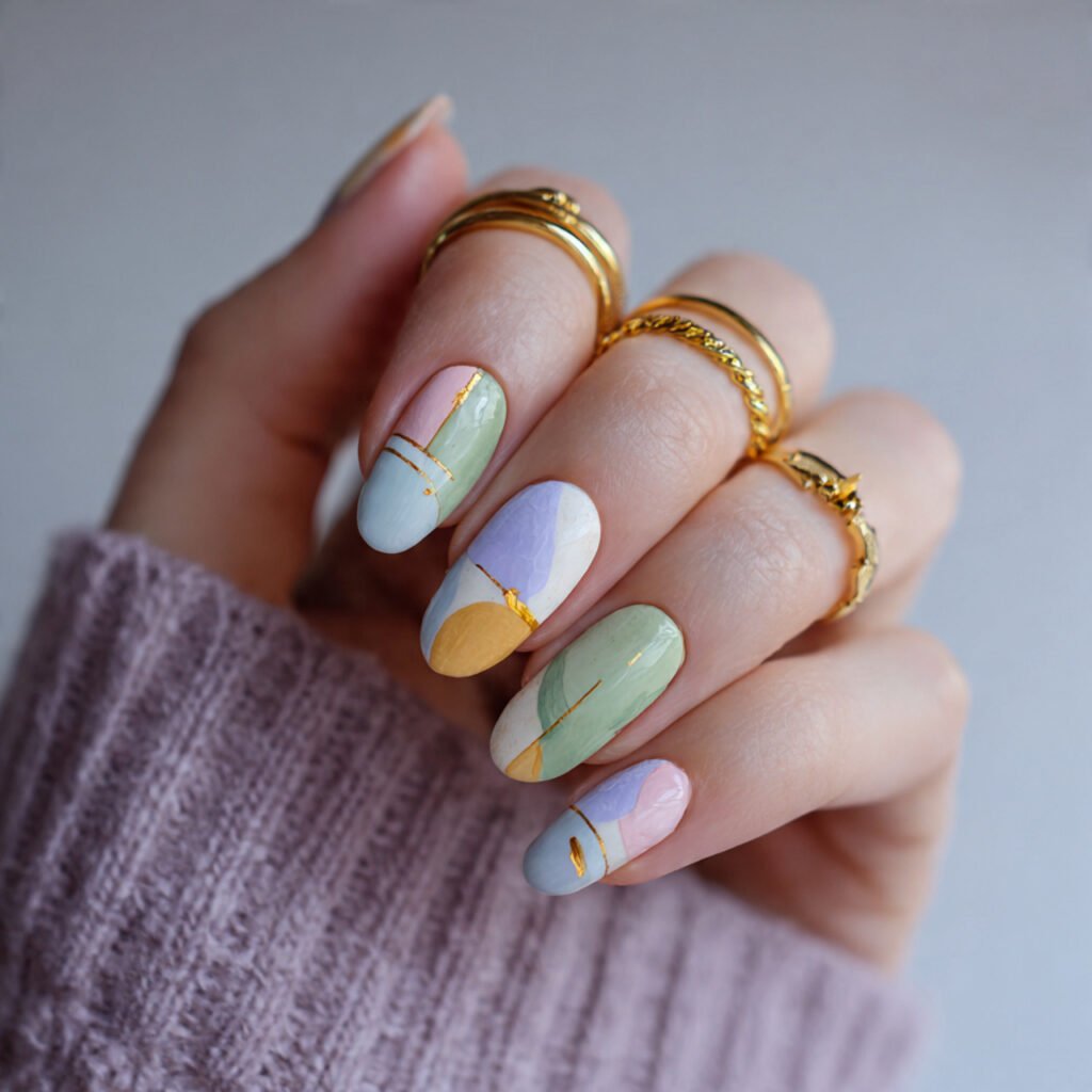soft pastel colors with minimalist art nails