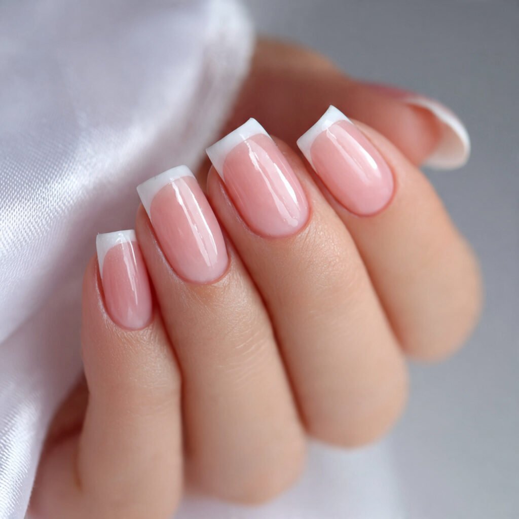 soft peach with white tips attractive nails