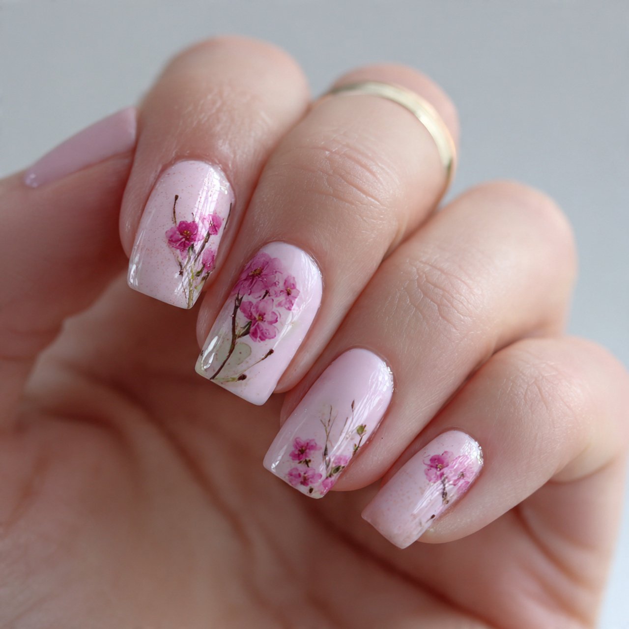soft pink nature look nails