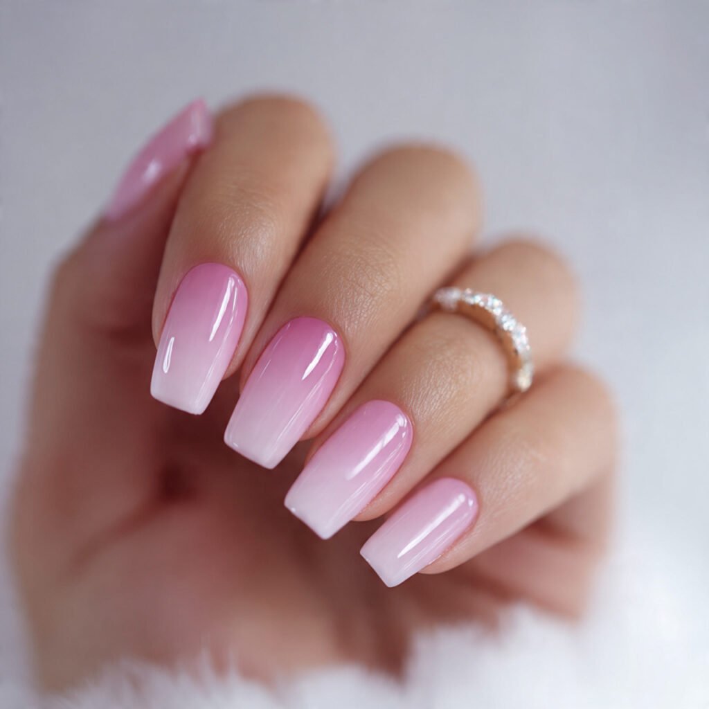 soft pink ombr attractive nails