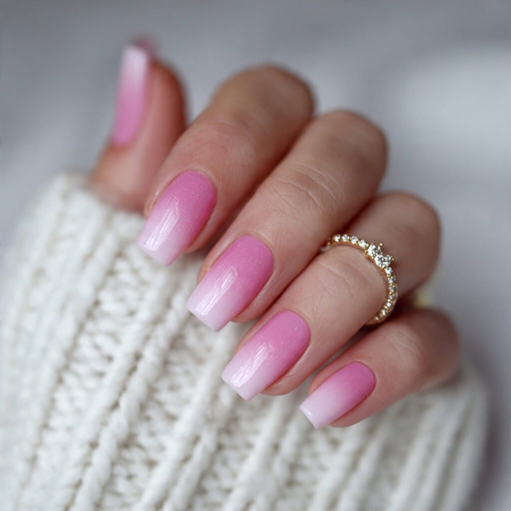 soft pink ombr fade attractive nails