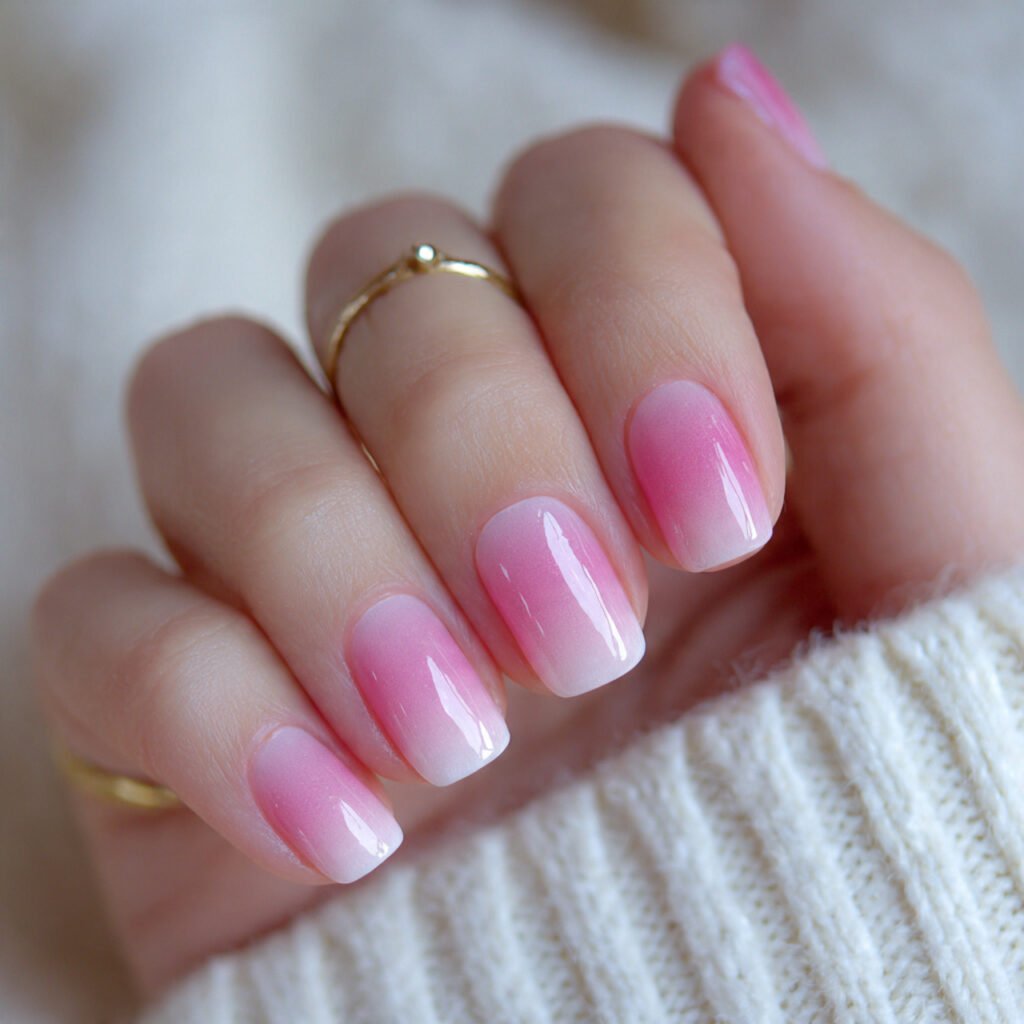 soft pink ombre attractive nails
