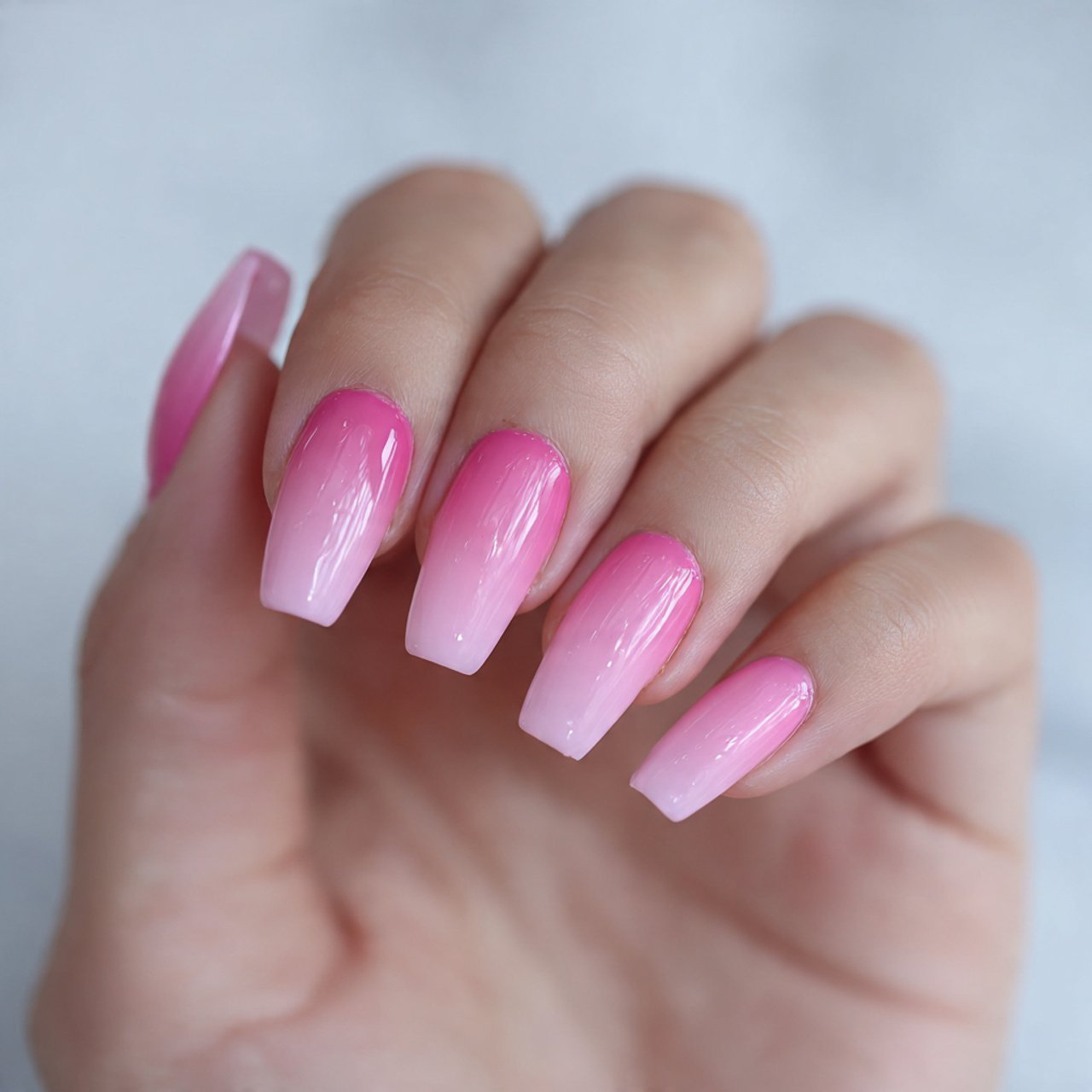 soft pink ombre fade nails