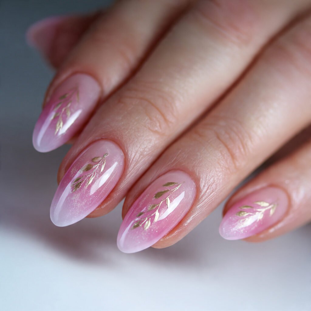soft pink ombre nature look background nails