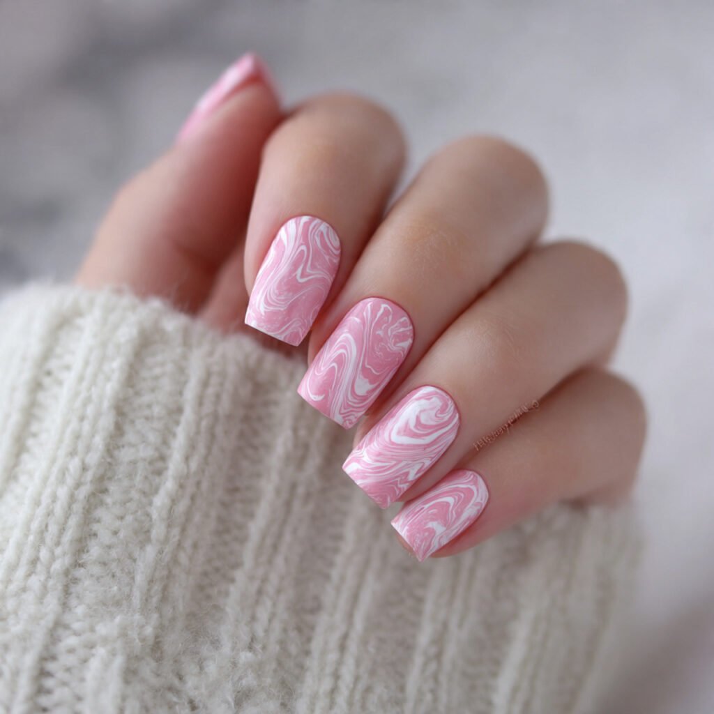 soft pink white swirls cool look