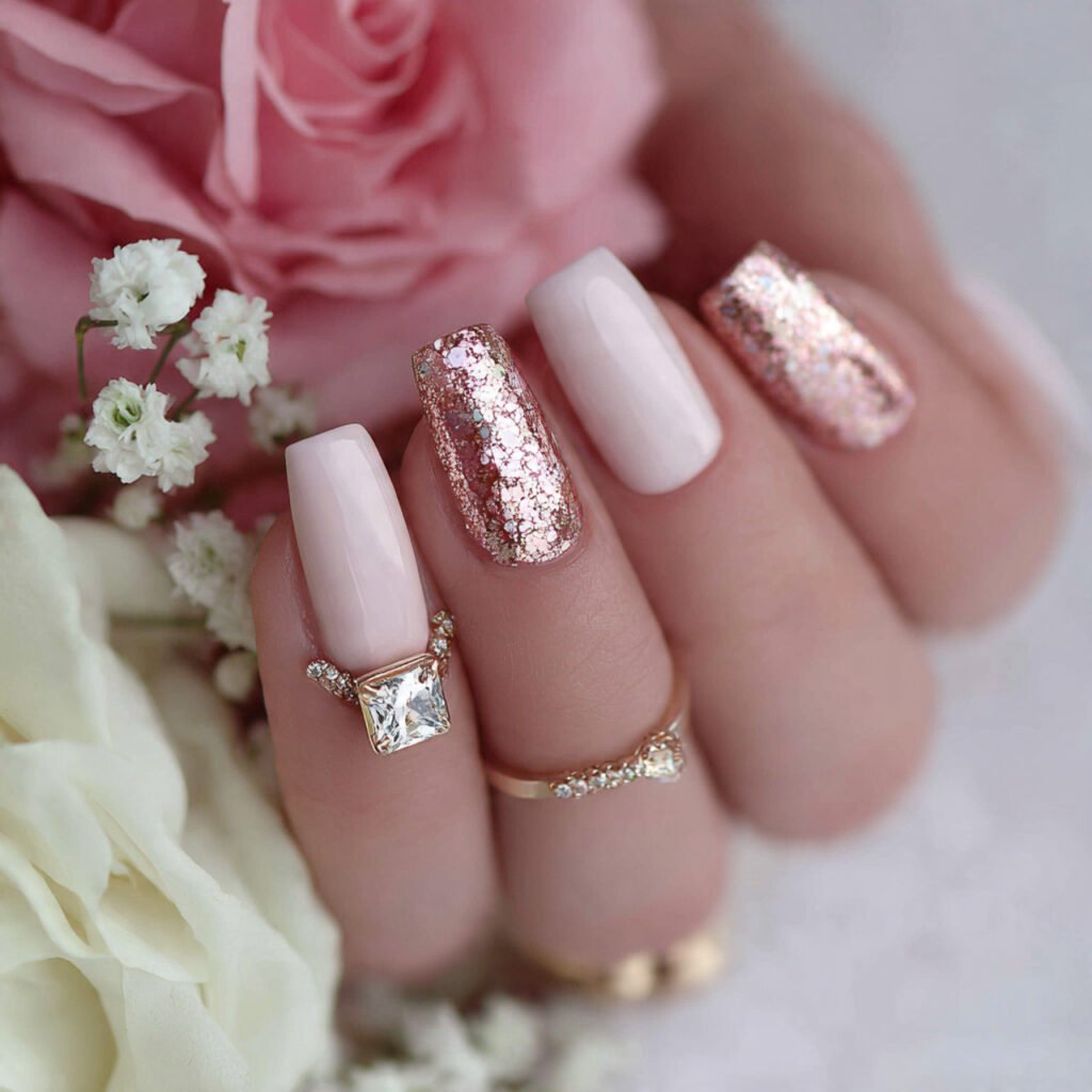 soft rose gold accents attractive nails