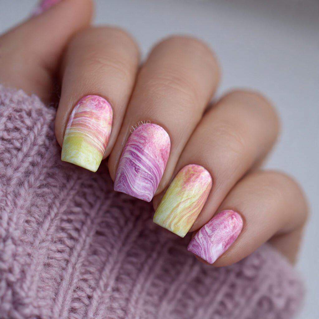 sorbet swirl marble two tone only attractive nails