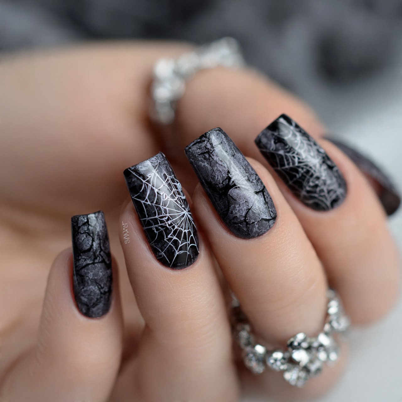 spooky spider webs nature look nails